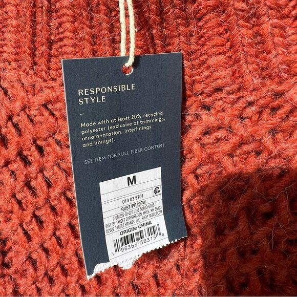 NWT Universal Thread Rust Chunky Cable Knit Mock Turtleneck Pullover Sweater M - Picture 4 of 9